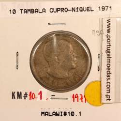 Malawi 10 Tambala 1971 Cupro Níquel, (MBC), World Coins Malawi KM 10