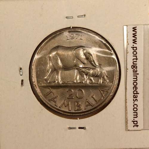 Malawi 20 Tambala 1971 Cupro Níquel, (Sob), World Coins Malawi KM 11