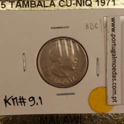 Malawi 5 Tambala 1971 Cupro Níquel, (MBC), World Coins Malawi KM 9