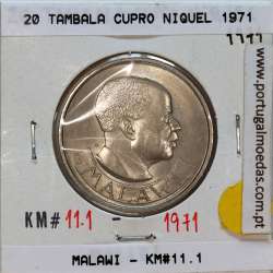 Malawi 20 Tambala 1971 Cupro Níquel, (Soberba), World Coins Malawi KM 11