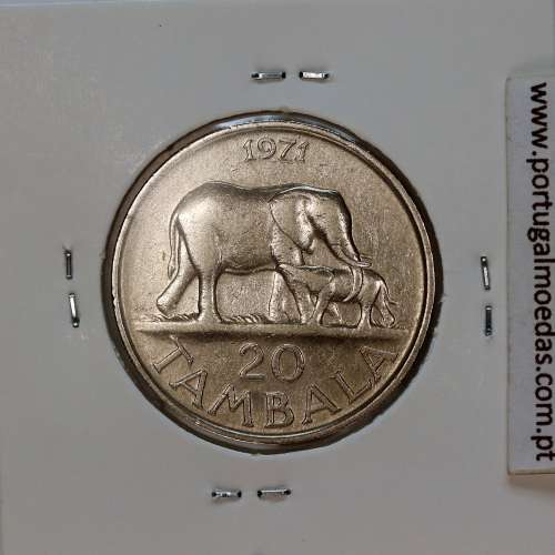 Malawi 20 Tambala 1971 Cupro Níquel, (MBC), World Coins Malawi KM 11