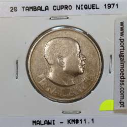 Malawi 20 Tambala 1971 Cupro Níquel, (MBC), World Coins Malawi KM 11
