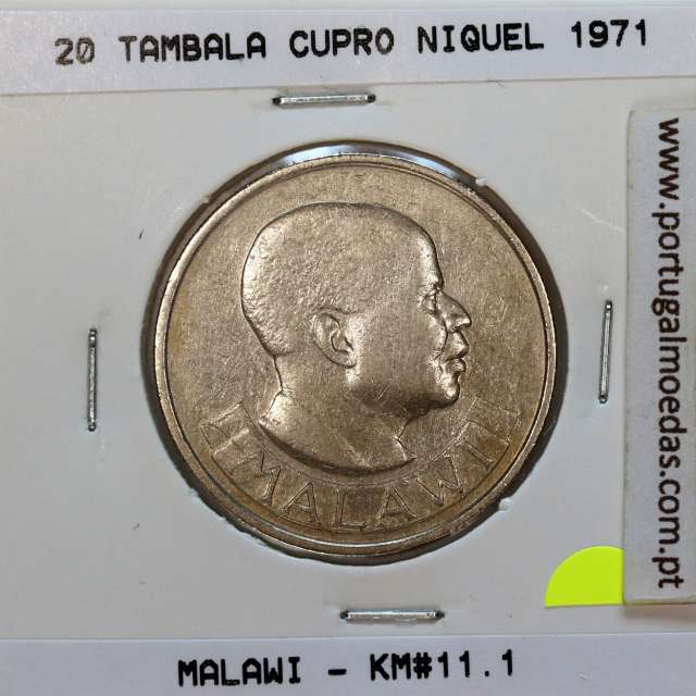 Malawi 20 Tambala 1971 Cupro Níquel, (MBC), World Coins Malawi KM 11