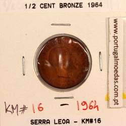 Sierra Leone, half cent 1964 Bronze, (XF), World Coins Sierra Leone KM 16