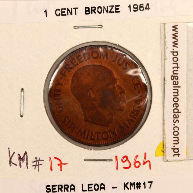 Sierra Leone, 1 cent 1964 Bronze, (XF), World Coins Sierra Leone KM 17