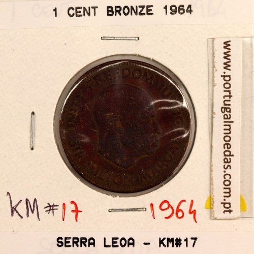 Serra Leoa 1 cent. 1964 Bronze, (MBC), World Coins Sierra Leone KM 17
