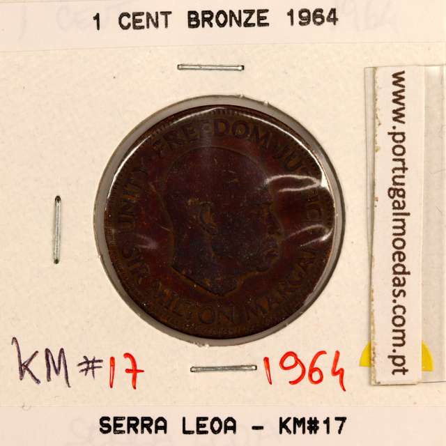 Serra Leoa 1 cent. 1964 Bronze, (MBC), World Coins Sierra Leone KM 17