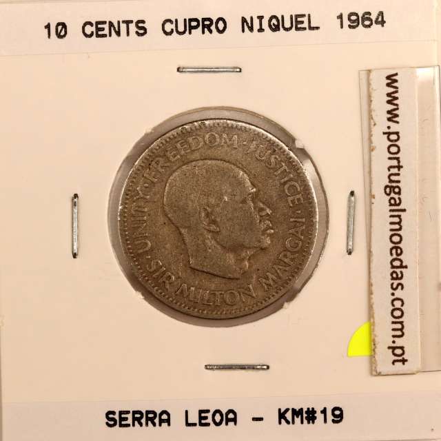 Sierra Leone 10 cents 1964 Copper Nickel, (VF), World Coins Sierra Leone KM 19
