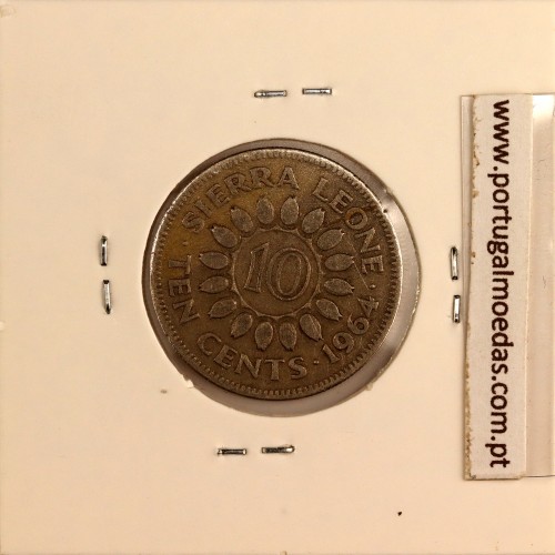 Serra Leoa 10 cents 1964 Cupro-níquel, (MBC), World Coins Sierra Leone KM 19