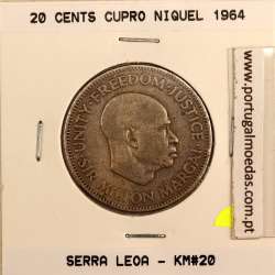 Sierra Leone 20 cents 1964 Copper Nickel, (VF), World Coins Sierra Leone KM 20