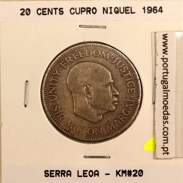 Sierra Leone 20 cents 1964 Copper Nickel, (VF), World Coins Sierra Leone KM 20
