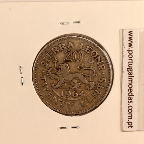 Serra Leoa 20 cents 1964 Cupro-níquel, (MBC), World Coins Sierra Leone KM 20