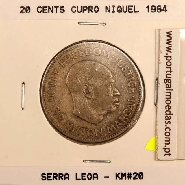 Sierra Leone 20 cents 1964 Copper Nickel, (VF), World Coins Sierra Leone KM 20