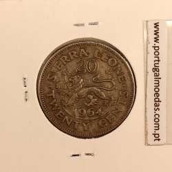 Sierra Leone 20 cents 1964 Copper Nickel, (VF), World Coins Sierra Leone KM 20
