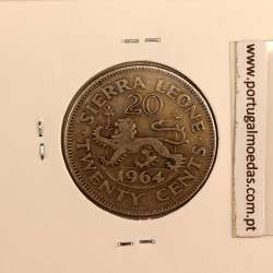 Sierra Leone 20 cents 1964 Copper Nickel, (VF), World Coins Sierra Leone KM 20