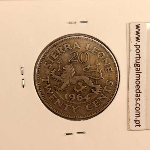Serra Leoa 20 cents 1964 Cupro-níquel, (MBC), World Coins Sierra Leone KM 20