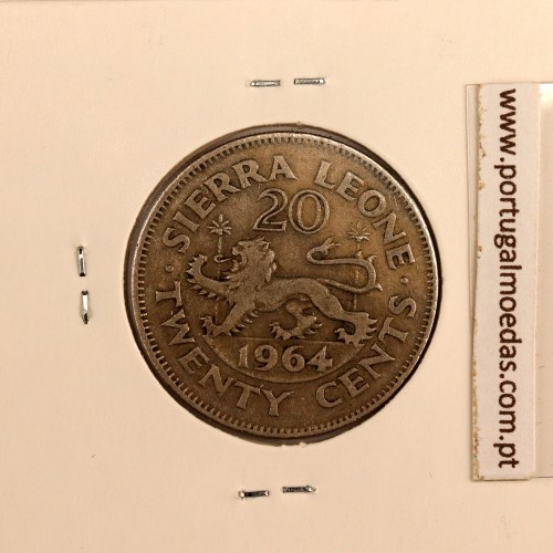 Serra Leoa 20 cents 1964 Cupro-níquel, (MBC), World Coins Sierra Leone KM 20