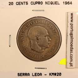 Sierra Leone 20 cents 1964 Copper Nickel, (VF), World Coins Sierra Leone KM 20