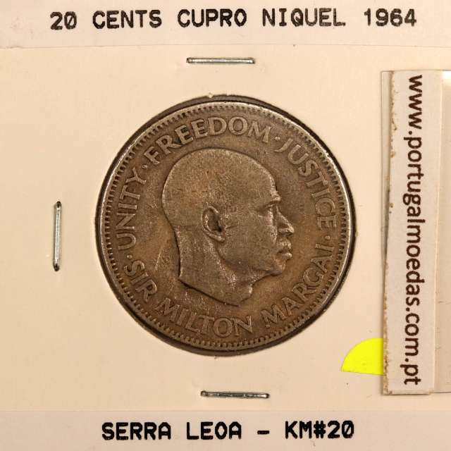 Sierra Leone 20 cents 1964 Copper Nickel, (VF), World Coins Sierra Leone KM 20
