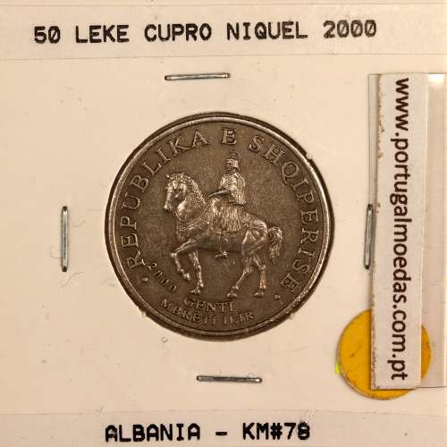 Albânia 50 Leke 2000 Cupro-Níquel, (MBC) World Coins Albania KM 79