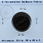 Ancient GreeK coin, Seleukis and Pieria, Antioch, circa 63-40 BC. Æ Tetrachalkon, Legend: ΑΝΤΙΟΧΕΩΝ ΤΗΣ / ΜΗΤΡΟΠΟΛΕΩΣ