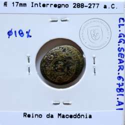 Ancient greeK coin, Æ half unit, Macedonian Kingdom, Interregnum 288-277 BC,  AE 17mm,  (Sear 6781)