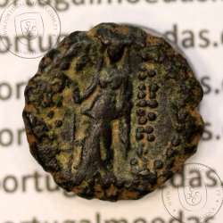 Reino da Selêucida ANTIOCHUS IV EPIPHANES ano 175-164 a.C., Æ Hemichalque serratus, Ake (Israel), legenda BAΣIΛEΩΣ ANTIOXOY