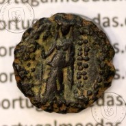 Reino da Selêucida ANTIOCHUS IV EPIPHANES ano 175-164 a.C., Æ Hemichalque serratus, Ake (Israel), legenda BAΣIΛEΩΣ ANTIOXOY