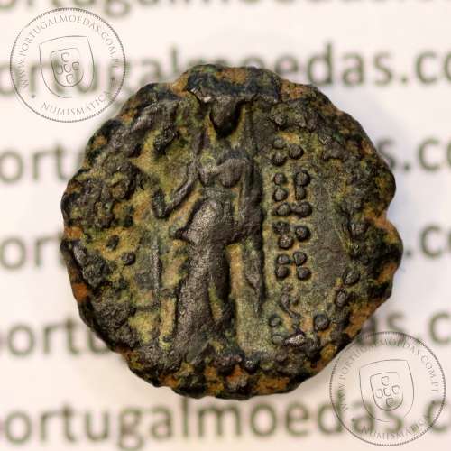 Reino da Selêucida ANTIOCHUS IV EPIPHANES ano 175-164 a.C., Æ Hemichalque serratus, Ake (Israel), legenda BAΣIΛEΩΣ ANTIOXOY