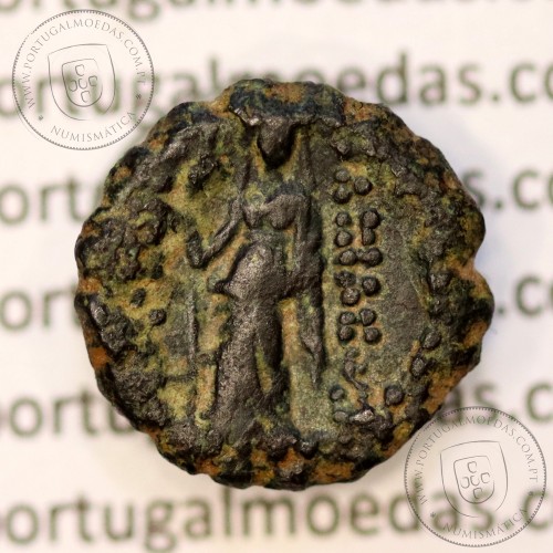 Ancient greeK  coin, Antiochos IV Epiphanes, serrated Æ 15, 175-164 BC., Ake- Ptolemaïs mint. Legend: BAΣIΛEΩΣ ANTIOXOY.