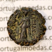 Reino da Selêucida ANTIOCHUS IV EPIPHANES ano 175-164 a.C., Æ Hemichalque serratus, Ake (Israel), legenda BAΣIΛEΩΣ ANTIOXOY