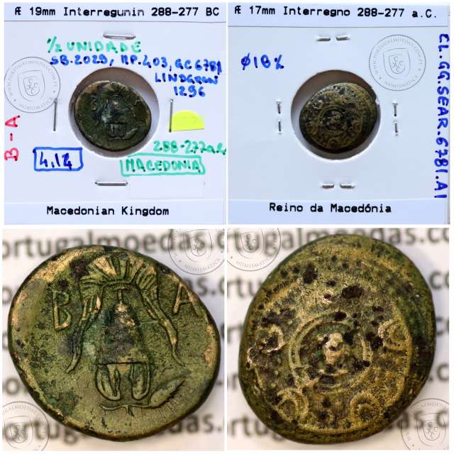 Ancient greeK coin, Æ half unit, Macedonian Kingdom, Interregnum 288-277 BC,  AE 17mm,  (Sear 6781)