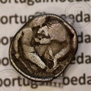Moeda Grega Diobole prata de Taras (Tarentum) Calábria, ano 380-325 a.C., Anepígrafa.  Vlasto. 1263- 1319, Sear 351, BCM 371