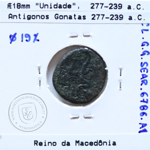Reino da Macedônia Æ 18, Antigonos Gonatas 277-239 a.C., Legenda: B-A ANT, Sear 6786