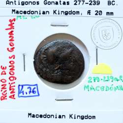 Ancient greeK coin, Macedonian Kingdom, AE 20, Antigonos Gonatas 277-239 BC, (Sear 6786)