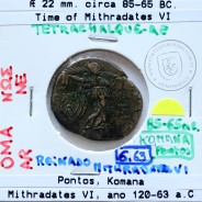 Ancient greeK  coin, Pontos, Komana Æ 22mm. circa 85-65 BC., Time of Mithradates VI, legend: KOMA-NΩN