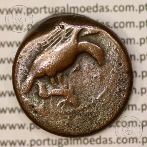 Moeda da Grécia antiga, Sicília, Akragas, Æ 27 Hemilitron, ano 420-406 a.C., (Calciati 11)