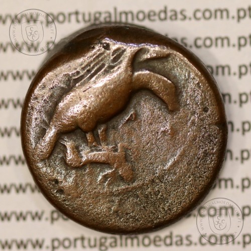 Moeda da Grécia antiga, Sicília, Akragas, Æ 27 Hemilitron, ano 420-406 a.C., (Calciati 11)