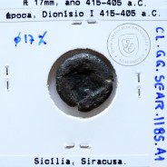 Sicília, Siracusa. época de Dionísio I, ano 415-405 a.C., Hemilitron Æ 17 mm, (Sear 1185)