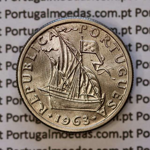 coin of 2-1/2 Escudos 1963, 2.50 Escudos 1963 Copper-Nickel Portuguese Republic, (UNC), World Coins Portugal KM 590