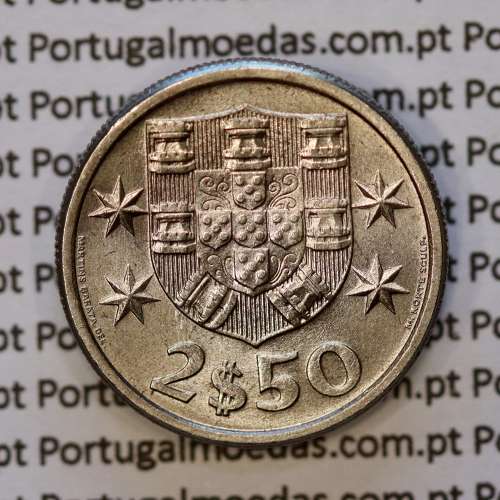 coin of 2-1/2 Escudos 1963, 2.50 Escudos 1963 Copper-Nickel Portuguese Republic, (UNC), World Coins Portugal KM 590