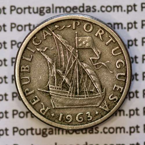 coin of 2-1/2 Escudos 1963, 2.50 Escudos 1963 Copper-Nickel Portuguese Republic, (VF), World Coins Portugal KM 590