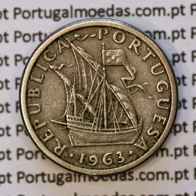 2$50 escudos 1963  cuproníquel, 2 escudos e 50 centavos 1963 da República Portuguesa, (MBC), World Coins Portugal KM 590