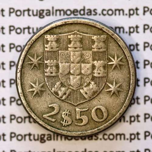 coin of 2-1/2 Escudos 1963, 2.50 Escudos 1963 Copper-Nickel Portuguese Republic, (F), World Coins Portugal KM 590