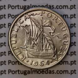coin of 2-1/2 Escudos 1964, 2.50 Escudos 1964 Copper-Nickel Portuguese Republic, (BU/UNC), World Coins Portugal KM 590