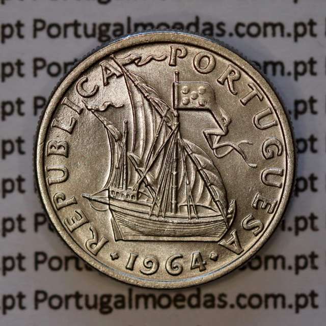 coin of 2-1/2 Escudos 1964, 2.50 Escudos 1964 Copper-Nickel Portuguese Republic, (BU/UNC), World Coins Portugal KM 590
