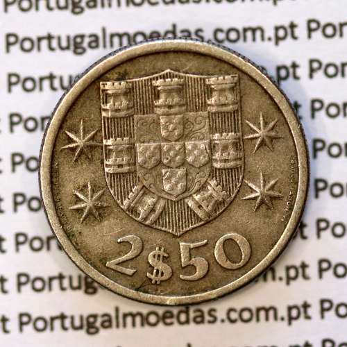 2$50 escudos 1964  cuproníquel, 2 escudos e 50 centavos 1964 da República Portuguesa, (MBC), World Coins Portugal KM 590