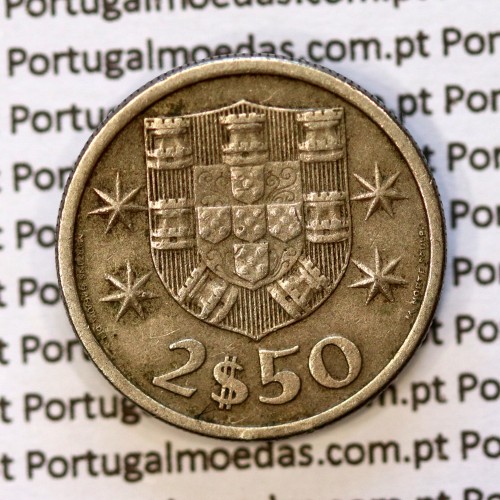 2$50 escudos 1964  cuproníquel, 2 escudos e 50 centavos 1964 da República Portuguesa, (MBC), World Coins Portugal KM 590