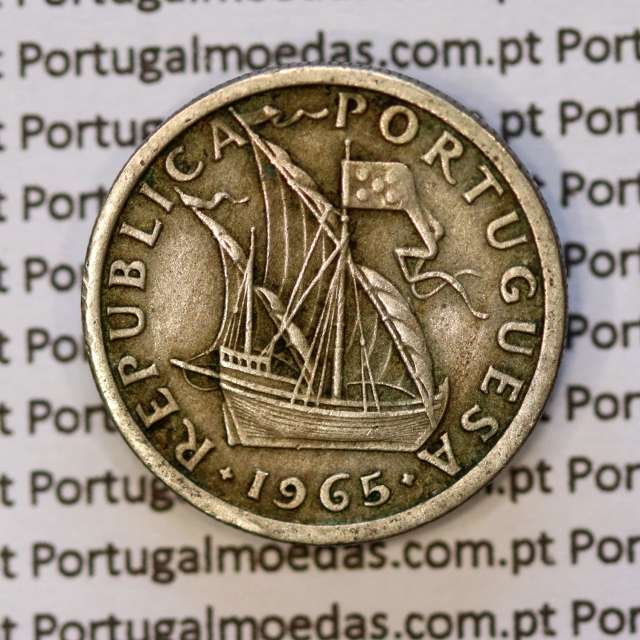 2$50 escudos 1965  cuproníquel, 2 escudos e 50 centavos 1965 da República Portuguesa, (MBC), World Coins Portugal KM 590
