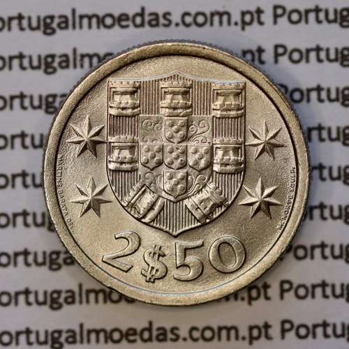 coin of 2-1/2 Escudos 1966, 2.50 Escudos 1966 Copper-Nickel Portuguese Republic, (BU/UNC), World Coins Portugal KM 590